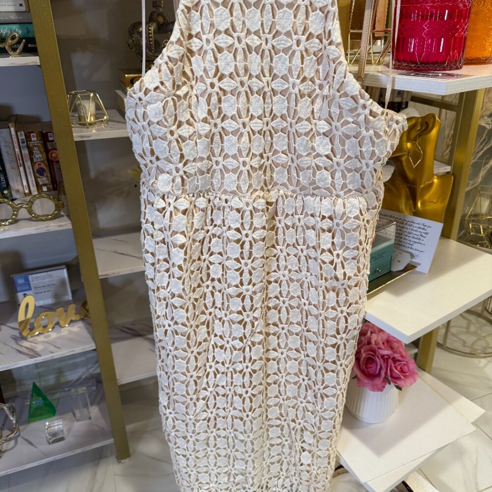 Ivory Romeo & Juliet Couture Crochet Midi Dress
